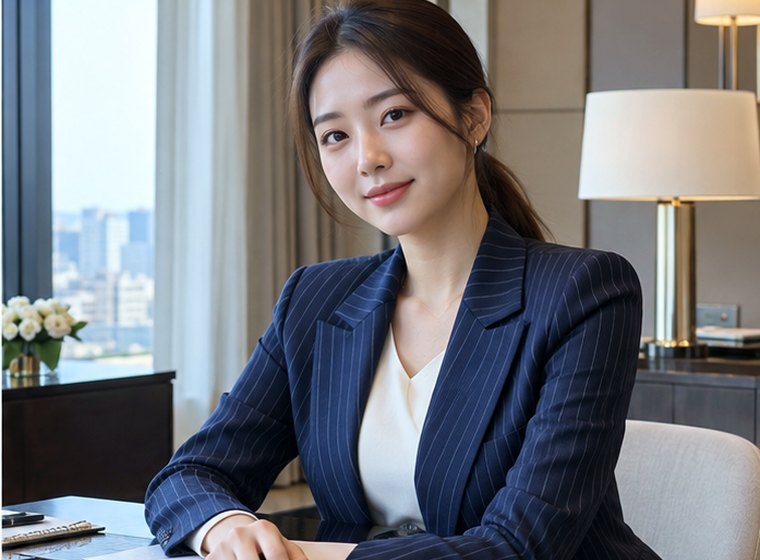수원의 현대적인 라운지에서 일정 메모를 확인하는 20대 성인 한국 여성
