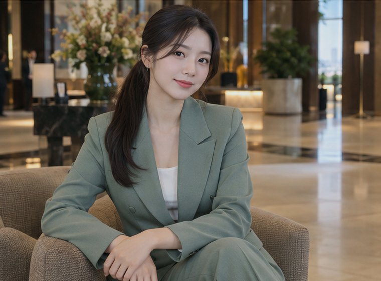 인계동 윤슬웰니스 움직임 관리 안내 카드의 서로 다른 20대 성인 한국 여성 모델