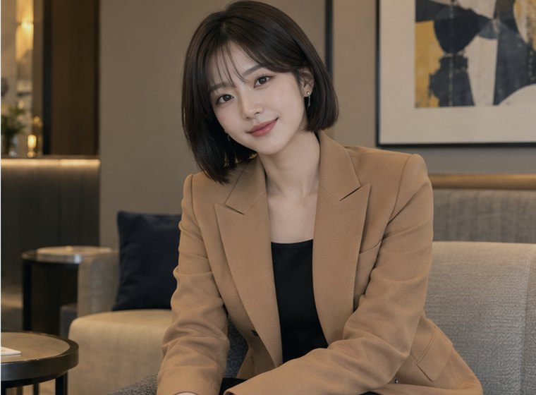 인계동 맑은이완 향·오일 관리 안내 카드의 서로 다른 20대 성인 한국 여성 모델