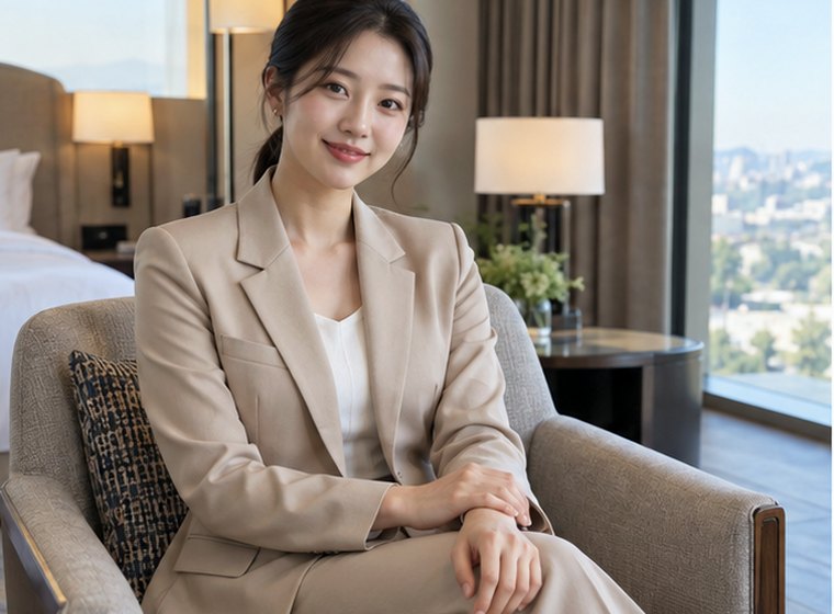 인계동 잔잔건강 회복 관리 안내 카드의 서로 다른 20대 성인 한국 여성 모델